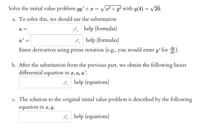 Solved Solve The Initial Value Problem Yy′xx2y2 With 3259