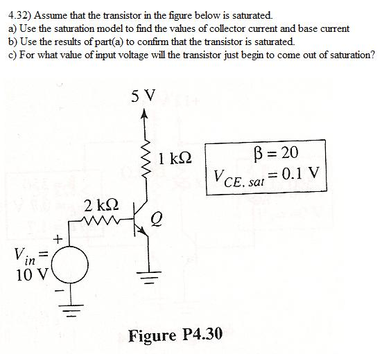 Solved Assume that the transistor in the figure below is