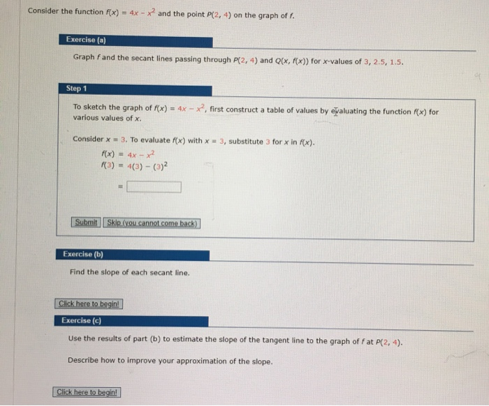 Solved Consider The Function F X 4x X And The Point