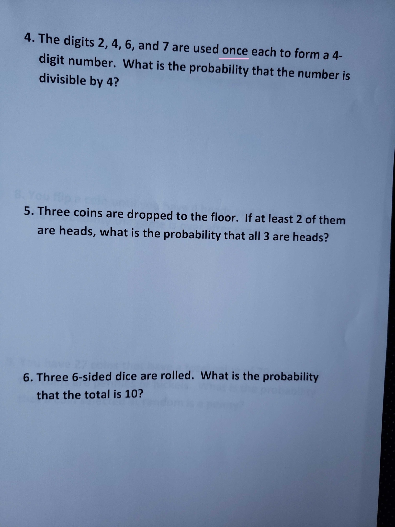 Solved Can you answer the following probability questions | Chegg.com