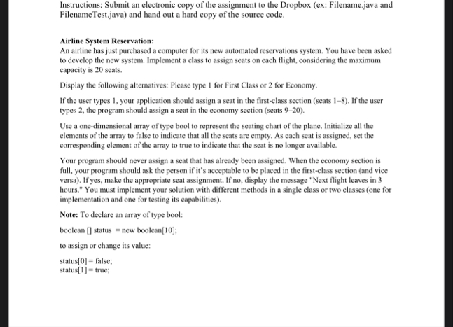 Solved Instructions: Submit an electronic copy of the | Chegg.com