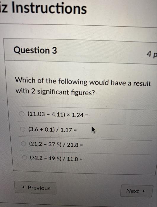 Solved iz Instructions Question 3 4p Which of the following | Chegg.com