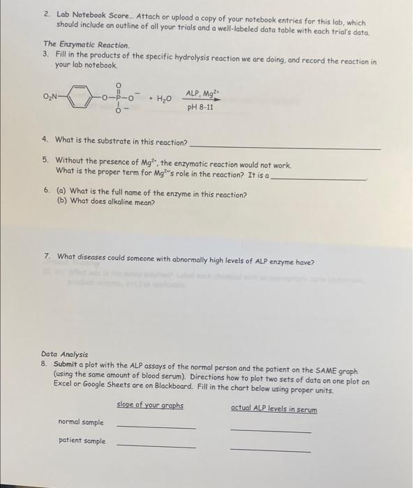 Solved 2. Lab Notebook Score... Attach or upload a copy of