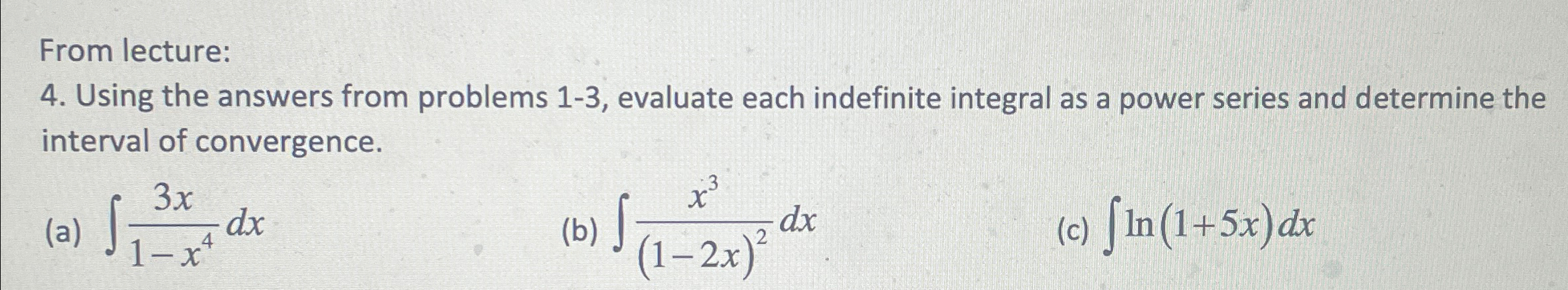 Solved From lecture:4. ﻿Using the answers from problems 1-3, | Chegg.com