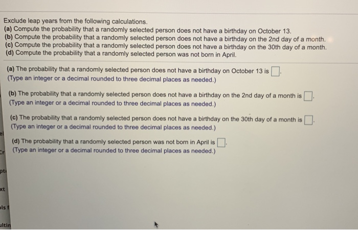 Solved Exclude Leap Years From The Following Calculations. | Chegg.com