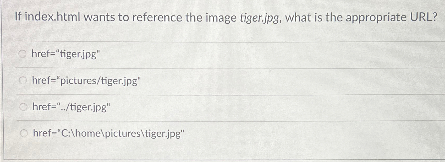 Solved If index.html wants to reference the image tiger.jpg, | Chegg.com