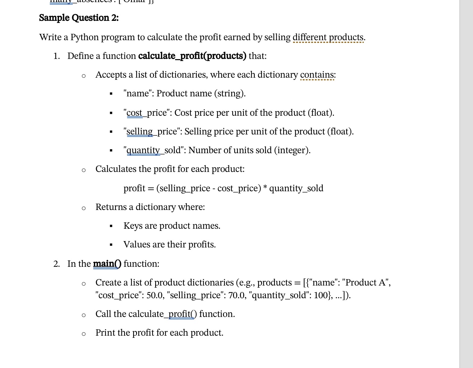 Solved Sample Question 2:Write a Python program to calculate | Chegg.com
