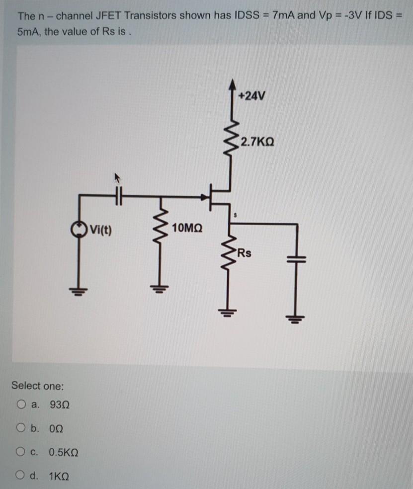 Solved The n-channel JFET Transistors shown has IDSS = 7mA | Chegg.com
