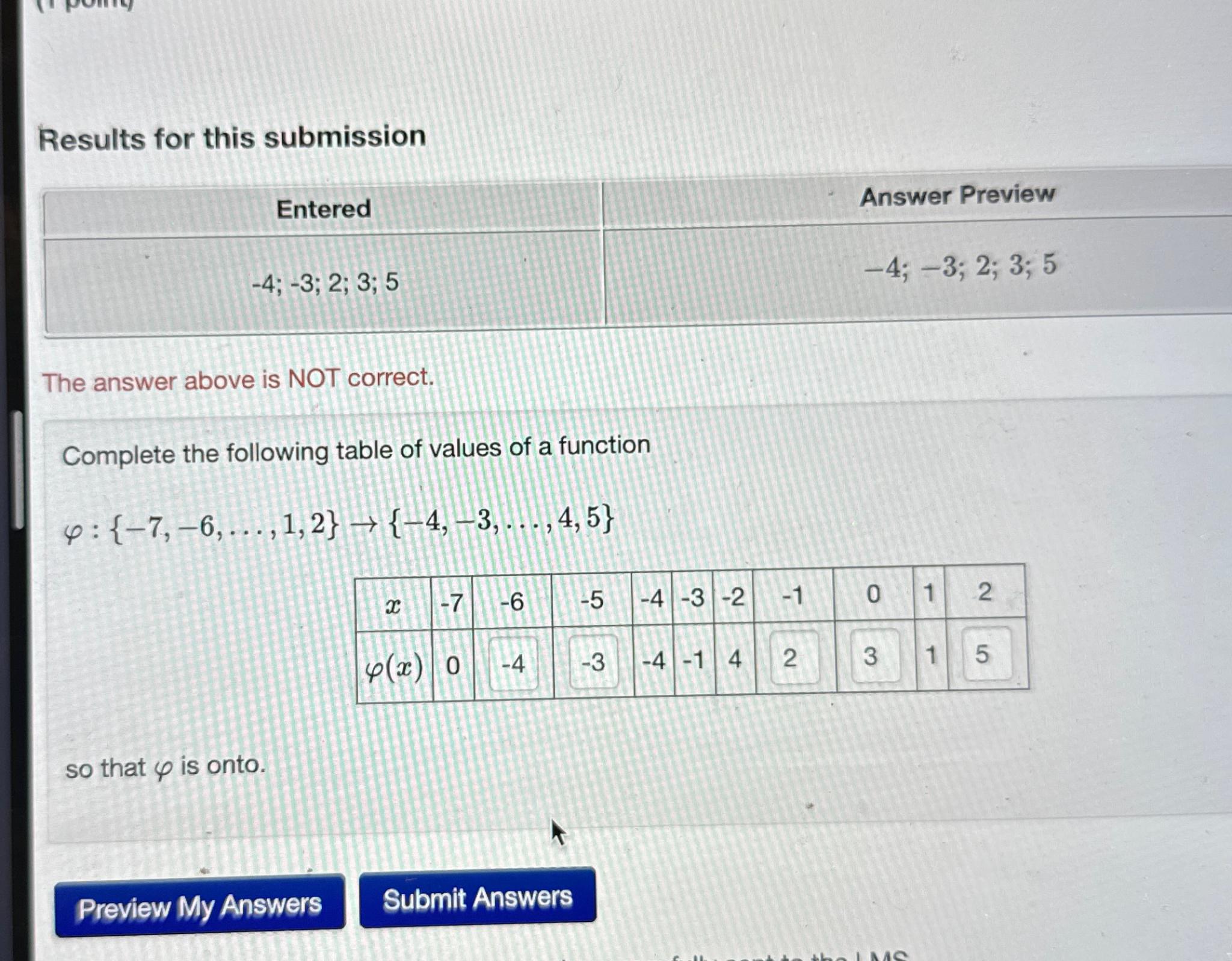 Solved Results For This Submission\table[[Entered,Answer | Chegg.com