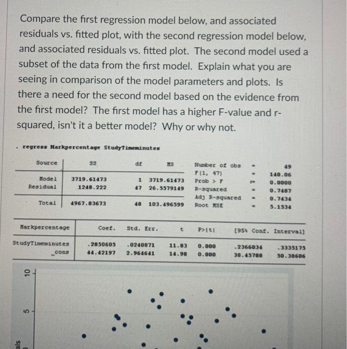 Solved Compare the first regression model below, and | Chegg.com