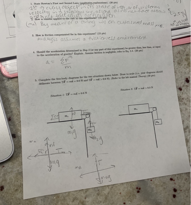 Solved 1. State Newton's First and Second Laws (galitatis | Chegg.com