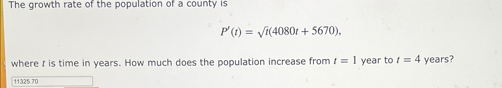 Solved The growth rate of the population of a county | Chegg.com