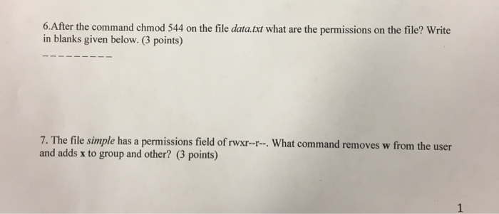 Solved 6. After the command chmod 544 on the file data.txt | Chegg.com