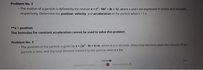 Solved Problem No. 2 The motion of a particle is defined by | Chegg.com