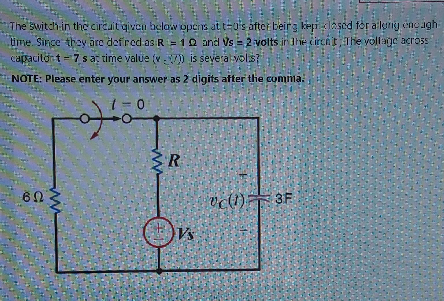 Solved The switch in the circuit given below opens at t=0 s | Chegg.com