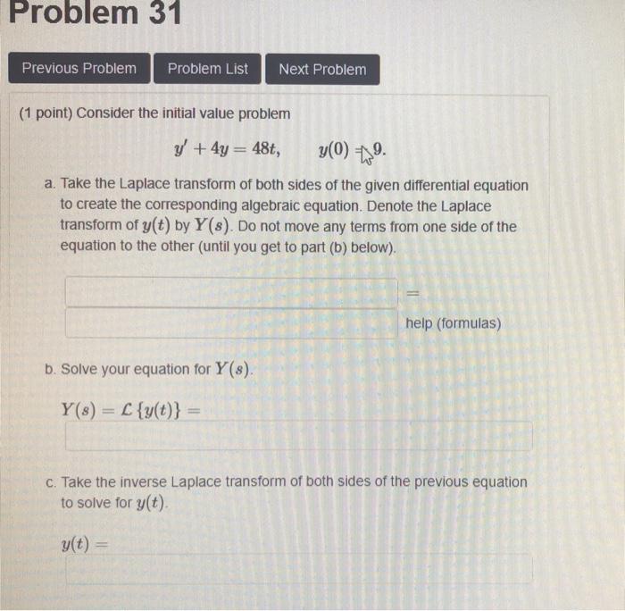 Solved Problem 31 Previous Problem Problem List Next Problem | Chegg.com