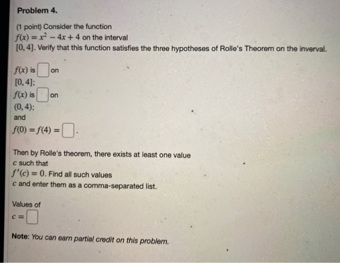 Solved Problem 4. (1 point) Consider the function f(x) = x2 | Chegg.com