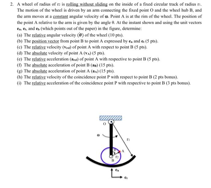 Solved 2. A wheel of radius of r2 is rolling without sliding | Chegg.com
