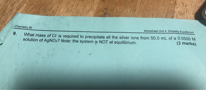 Solved Chemistry 50 Worksheet Unit 4: Solubility Equilibrium | Chegg.com