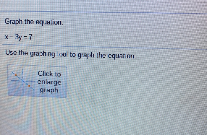 Solved Graph the equation. x-3y = 7 Use the graphing tool to | Chegg.com