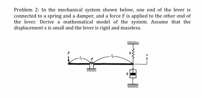 Solved Problem 2: In the mechanical system shown below, one | Chegg.com