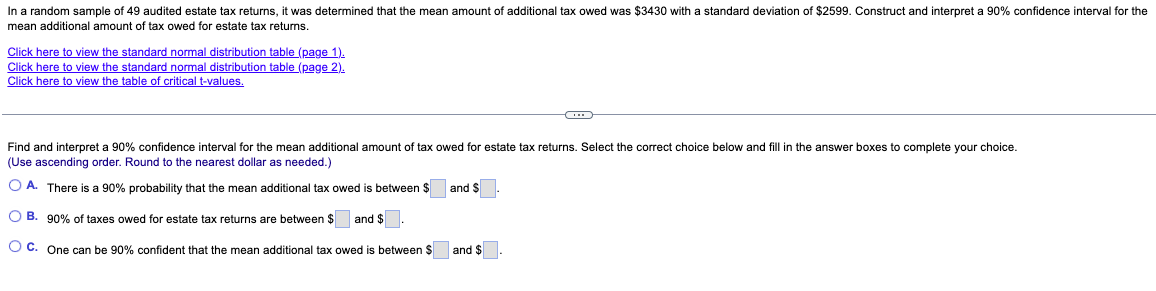 Solved In A Random Sample Of 49 ﻿audited Estate Tax Returns, | Chegg.com