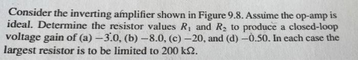 Solved Consider the inverting amplifier shown in Figure 9.8. | Chegg.com