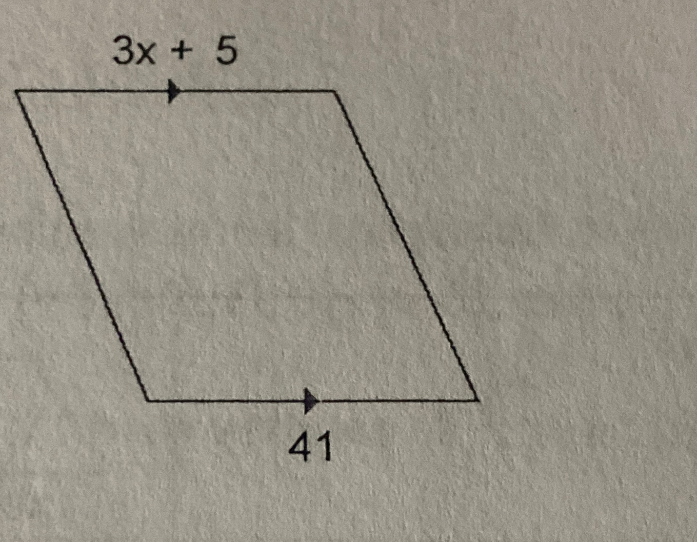 find the value of x in the following parallelogram 47 4x 5