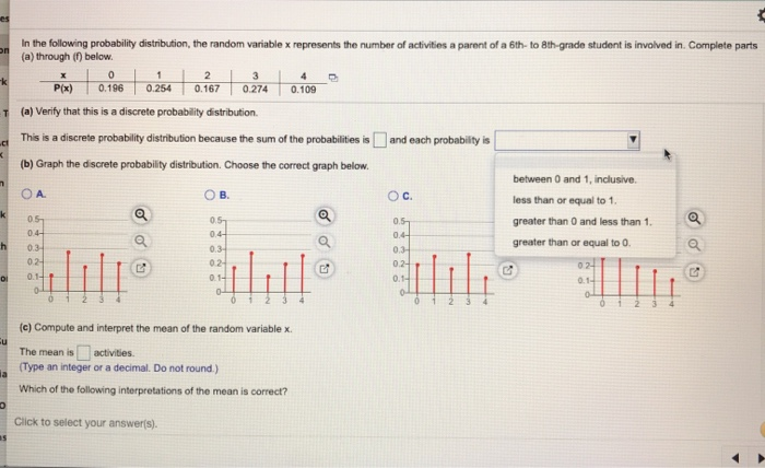 Solved In the following probability distribution, the random | Chegg.com
