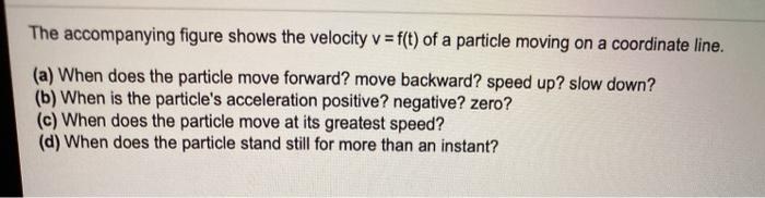 Solved The Accompanying Figure Shows The Velocity V = F(t) | Chegg.com