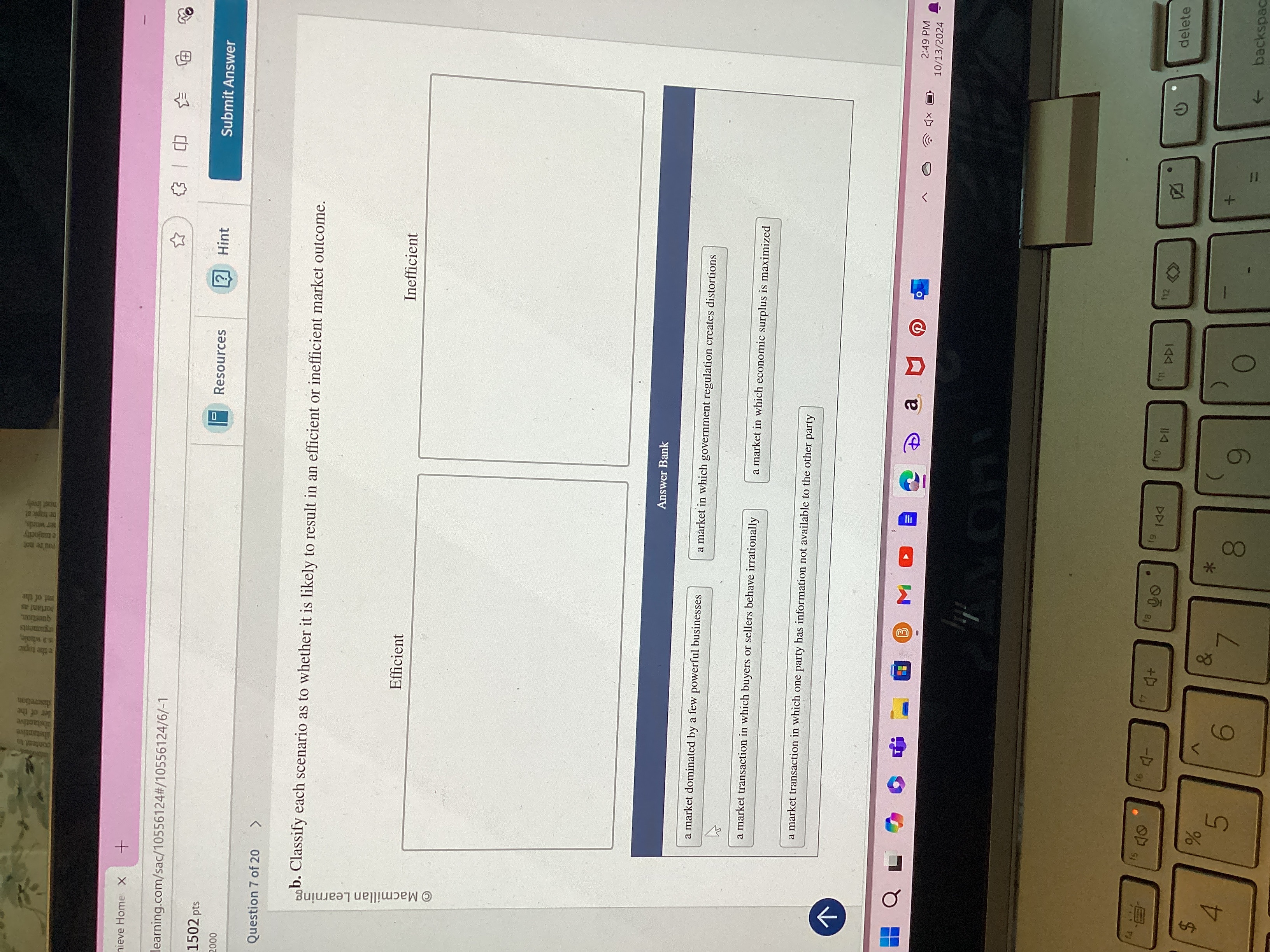 Solved b. ﻿Classify each scenario as to whether it is likely | Chegg.com