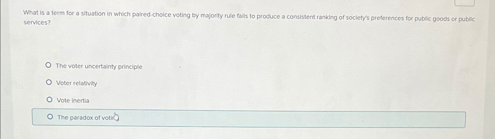 What is a term for a situation in which paired-choice | Chegg.com