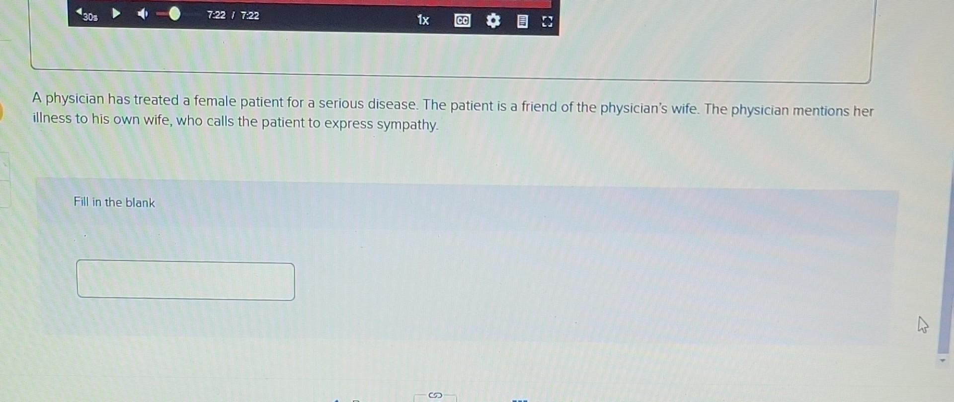 Solved A physician has treated a female patient for a | Chegg.com