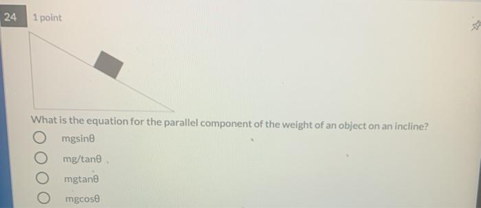 Solved 24 1 point 3. What is the equation for the parallel | Chegg.com