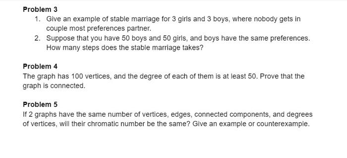 Solved Problem 3 1. Give An Example Of Stable Marriage For 3 