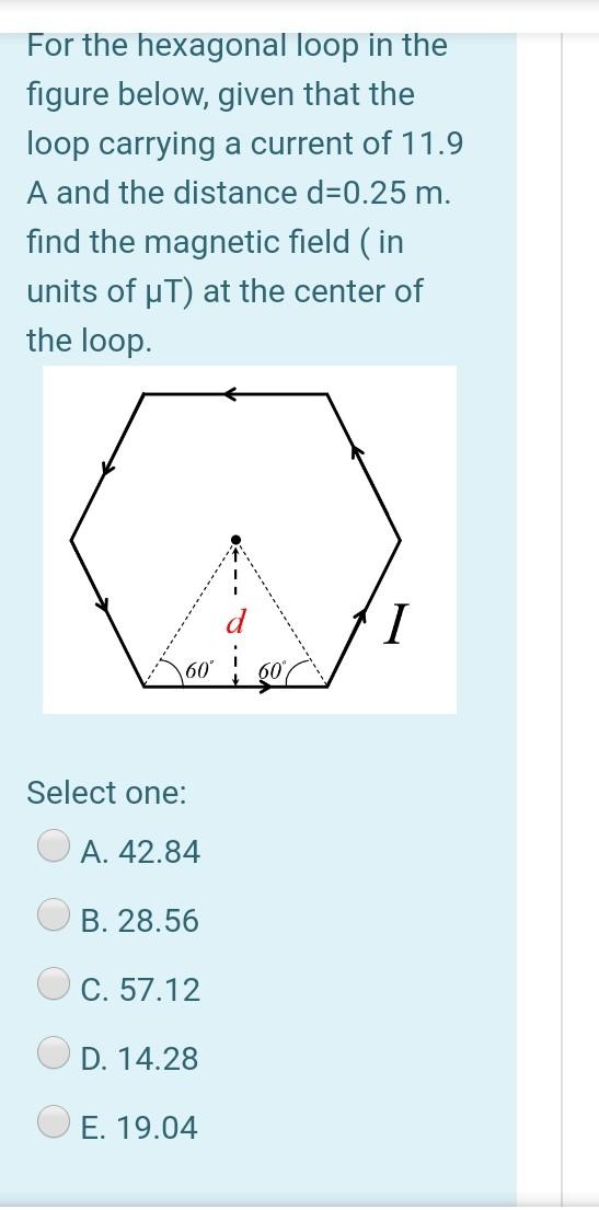 Solved For the hexagonal loop in the figure below, given | Chegg.com