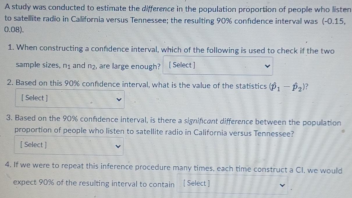 Solved A study was conducted to estimate the difference in | Chegg.com