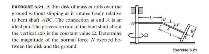 Solved EXERCISE 6.21 A thin disk of mass m rolls over the | Chegg.com