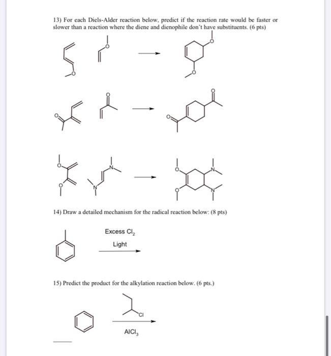 Solved 13) For each Diels-Alder reaction below, predict if | Chegg.com