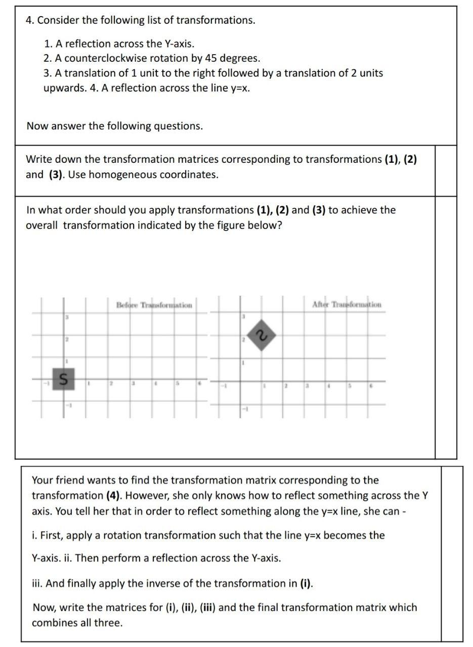 Solved Your friend wants to find the transformation matrix | Chegg.com
