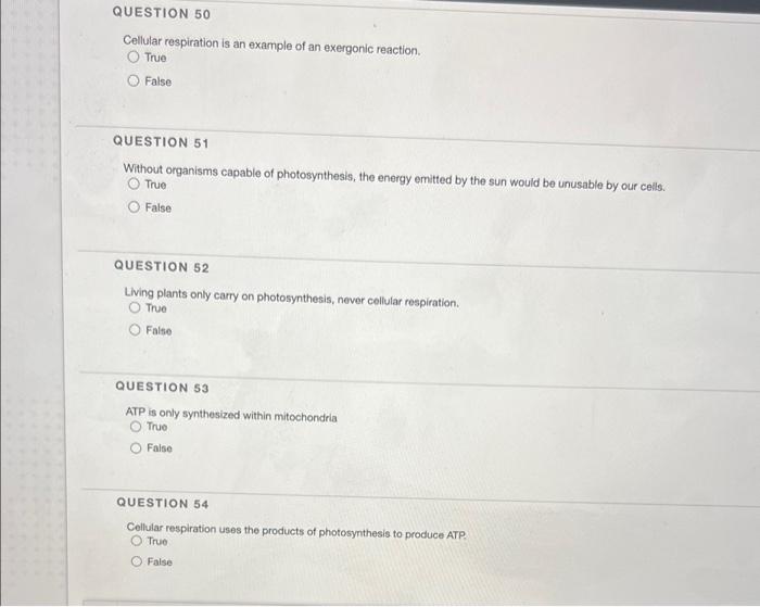 Solved QUESTION 50 Cellular respiration is an example of an | Chegg.com