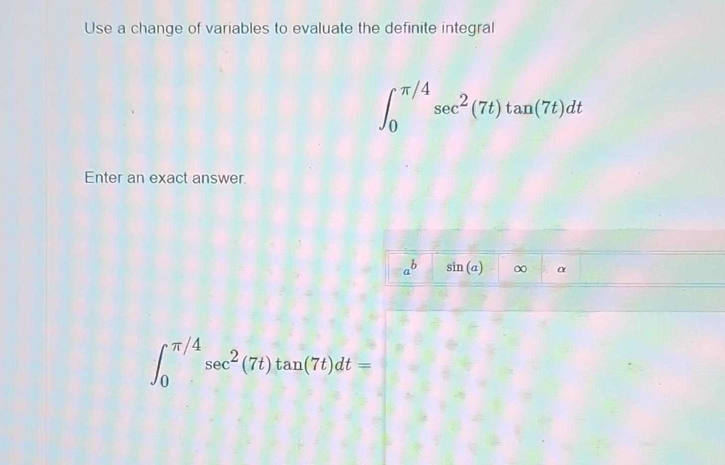 Solved Use a change of variables to evaluate the definite | Chegg.com