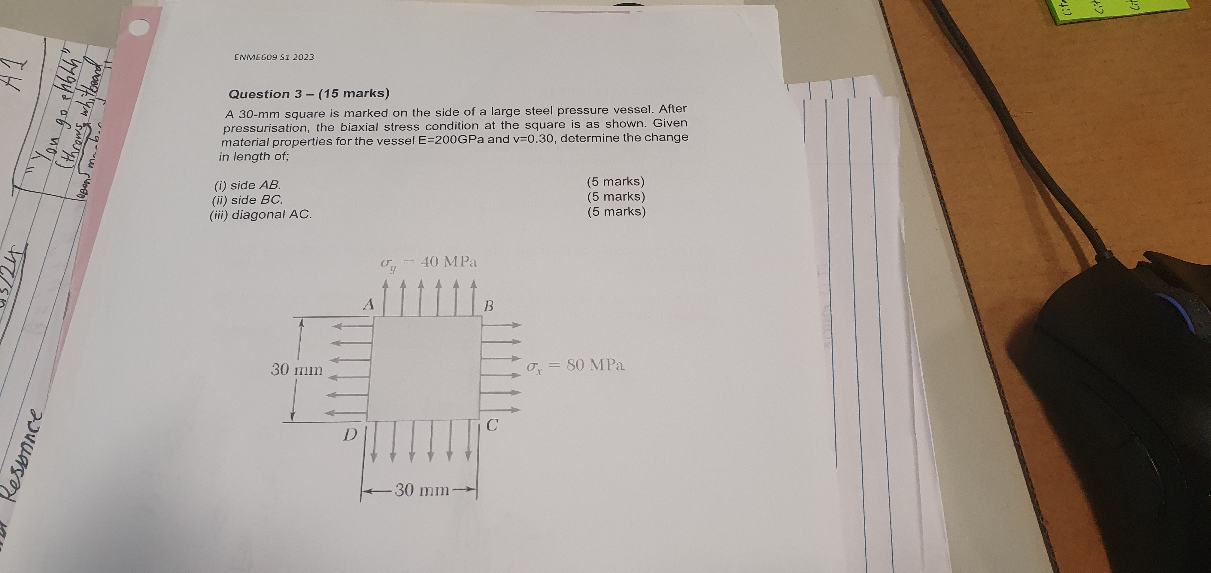 Solved Question 3 - (15 ﻿marks)A 30-mm ﻿square is marked on | Chegg.com