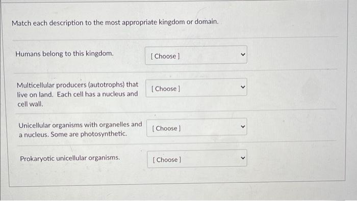 Solved Match each description to the most appropriate | Chegg.com