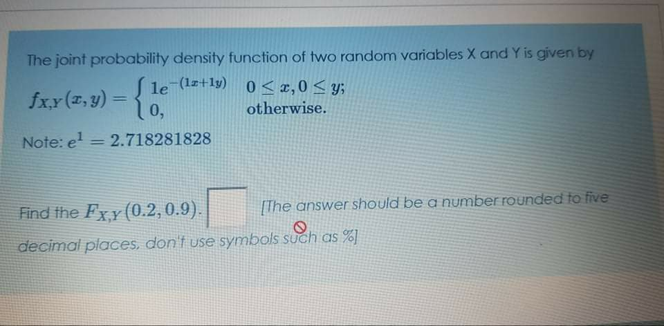 Solved The joint probability density function of two random | Chegg.com