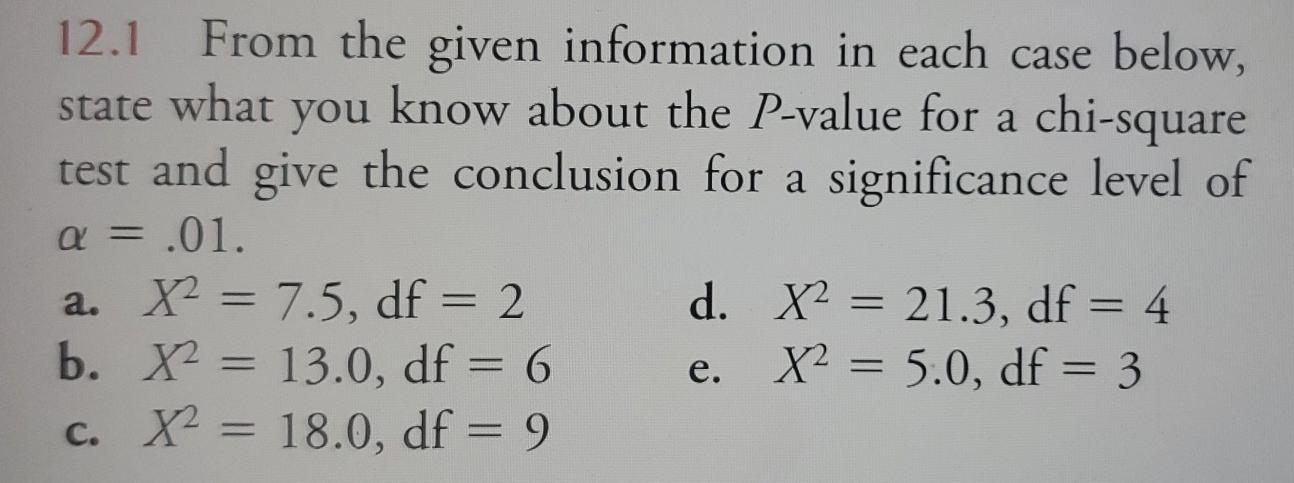 Solved 12.1 From the given information in each case below, | Chegg.com