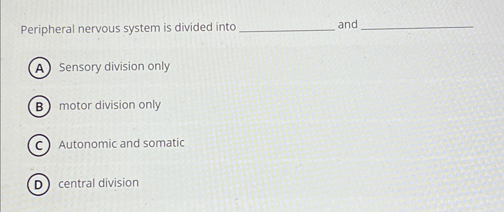 Solved The Efferent Division Of The Peripheral Nervous Chegg Com