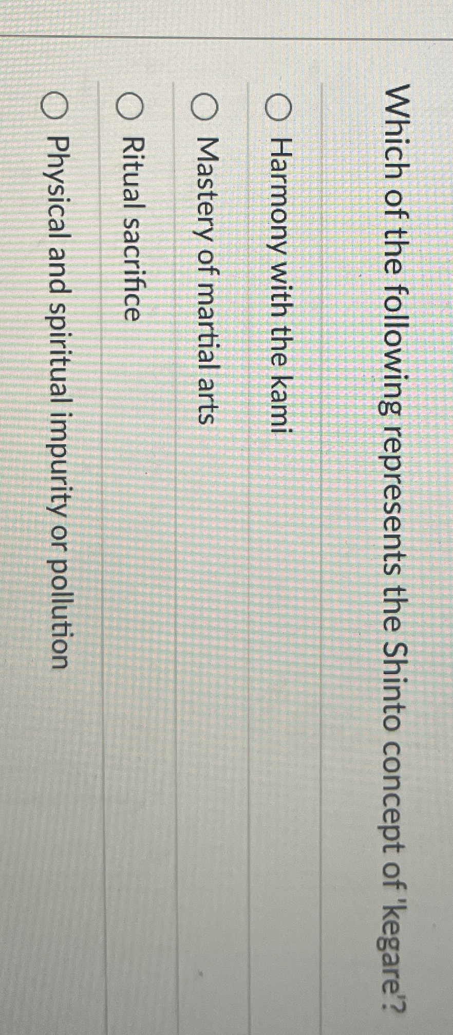 Solved Which of the following represents the Shinto concept