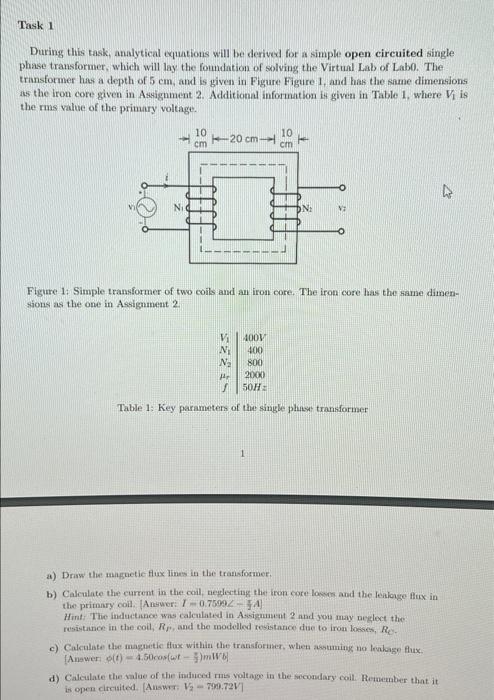 Solved Task 1 During This Task, Analytical Equations Will Be | Chegg.com