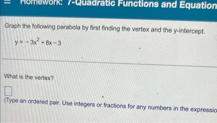 quadratic functions homework 7